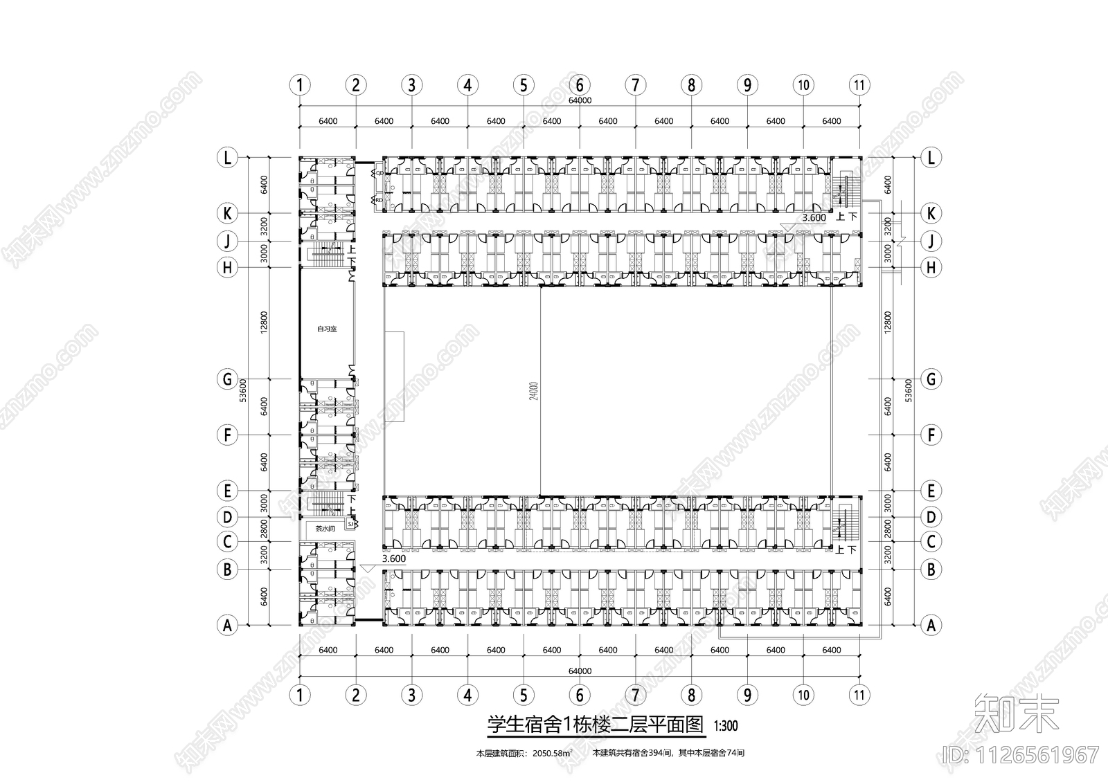 学生宿舍平立剖cad施工图下载【ID:1126561967】