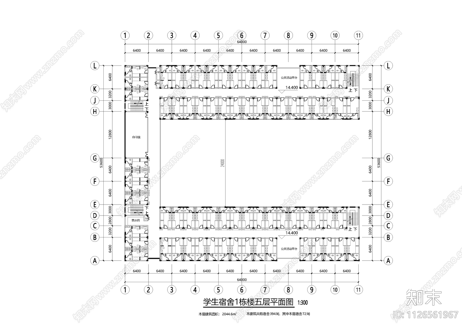 学生宿舍平立剖cad施工图下载【ID:1126561967】