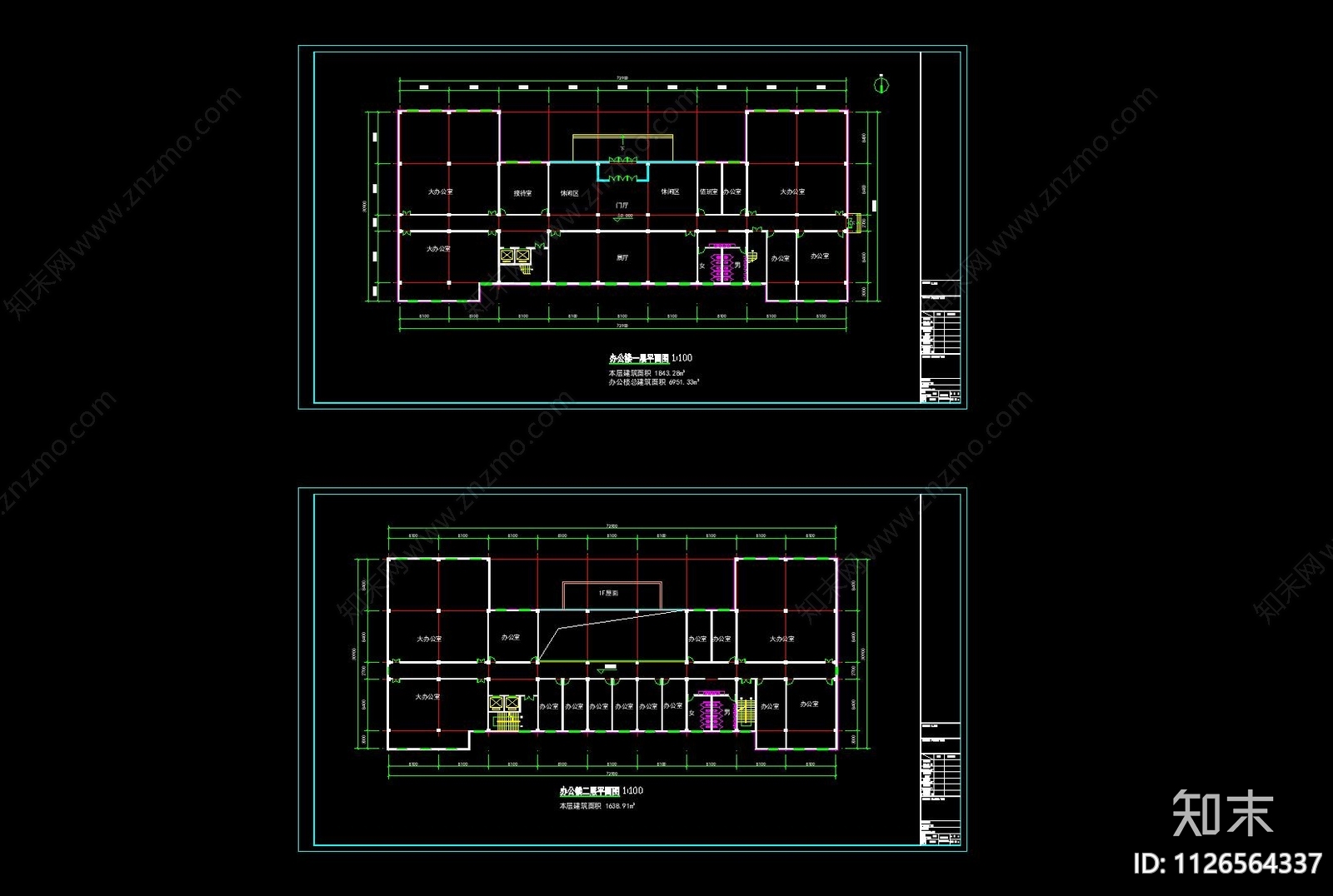 现代多层办公楼图纸施工图下载【ID:1126564337】