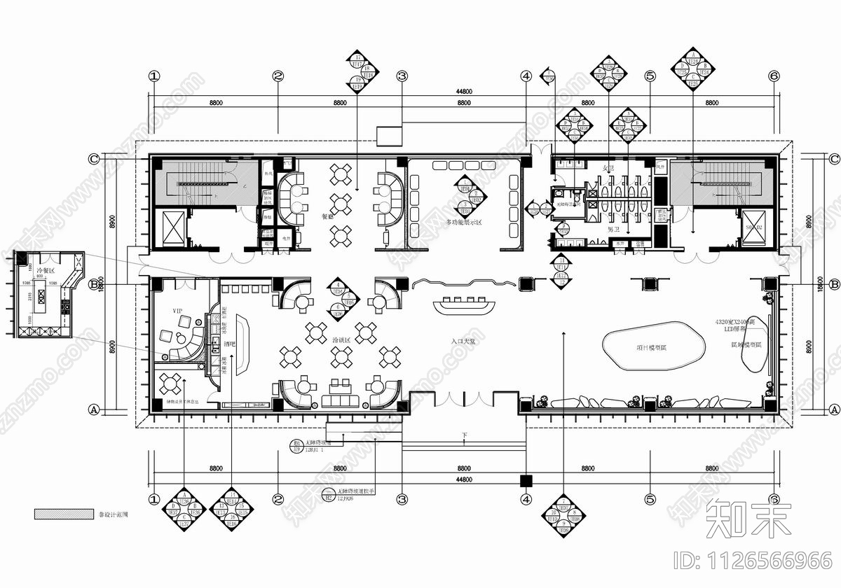 3000㎡四层售楼处及会所CAD施工图下载【ID:1126566966】