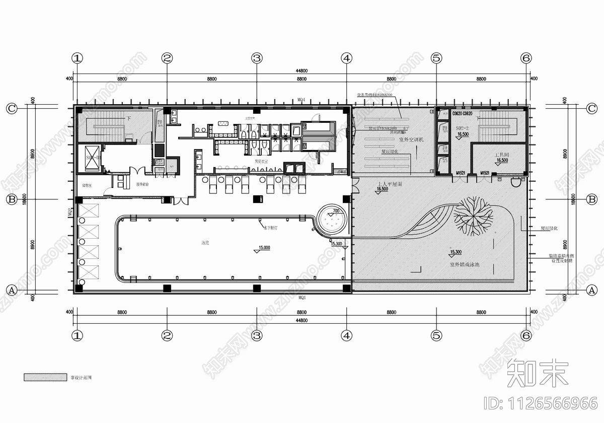 3000㎡四层售楼处及会所CADcad施工图下载【ID:1126566966】
