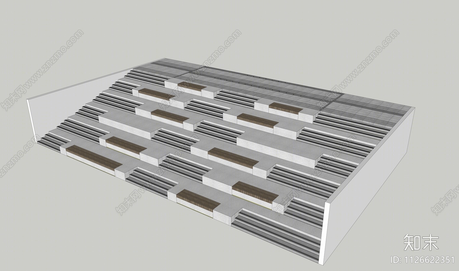 现代台阶景观SU模型下载【ID:1126622351】