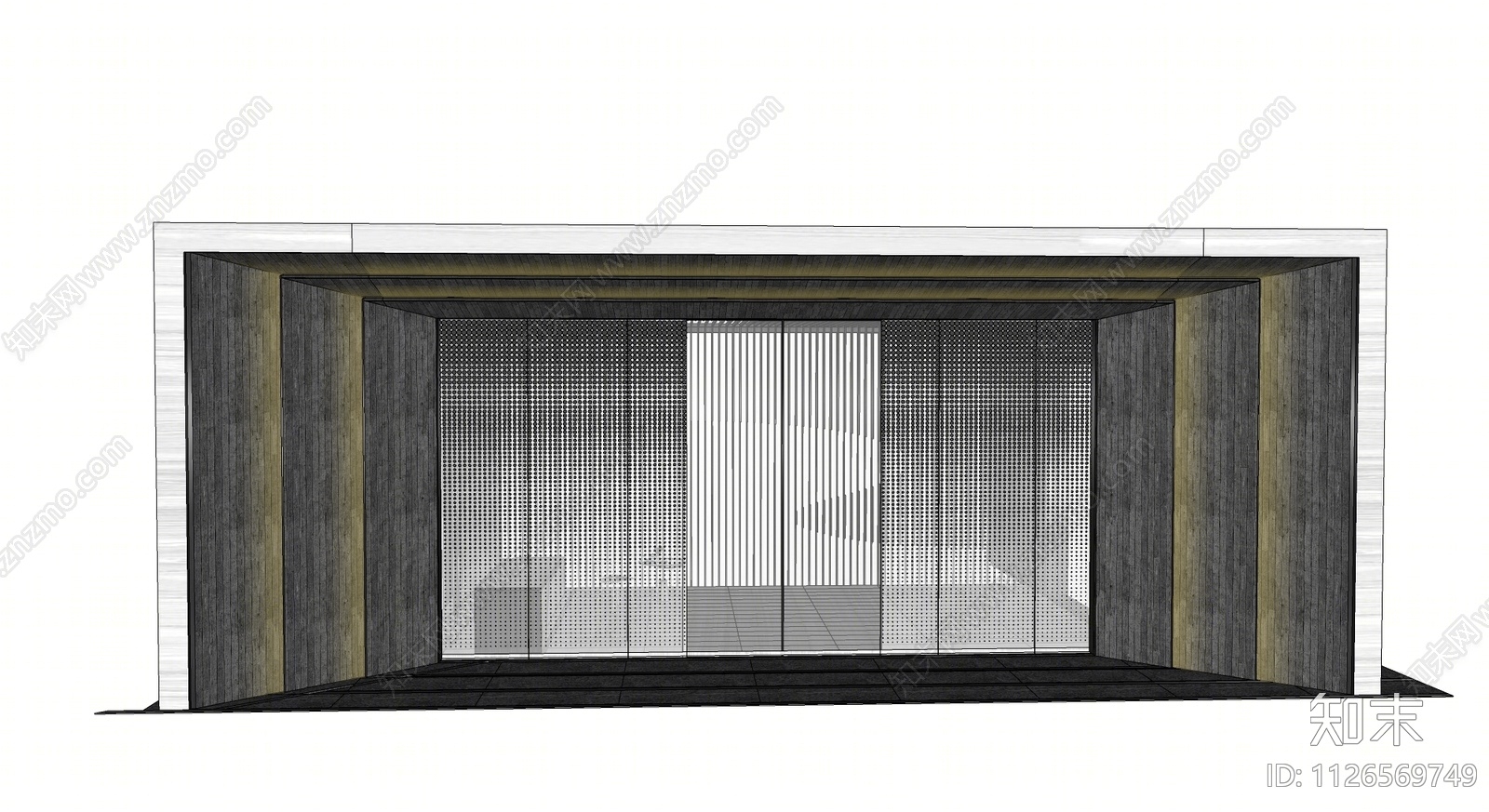 现代风格住宅入口大门SU模型下载【ID:1126569749】