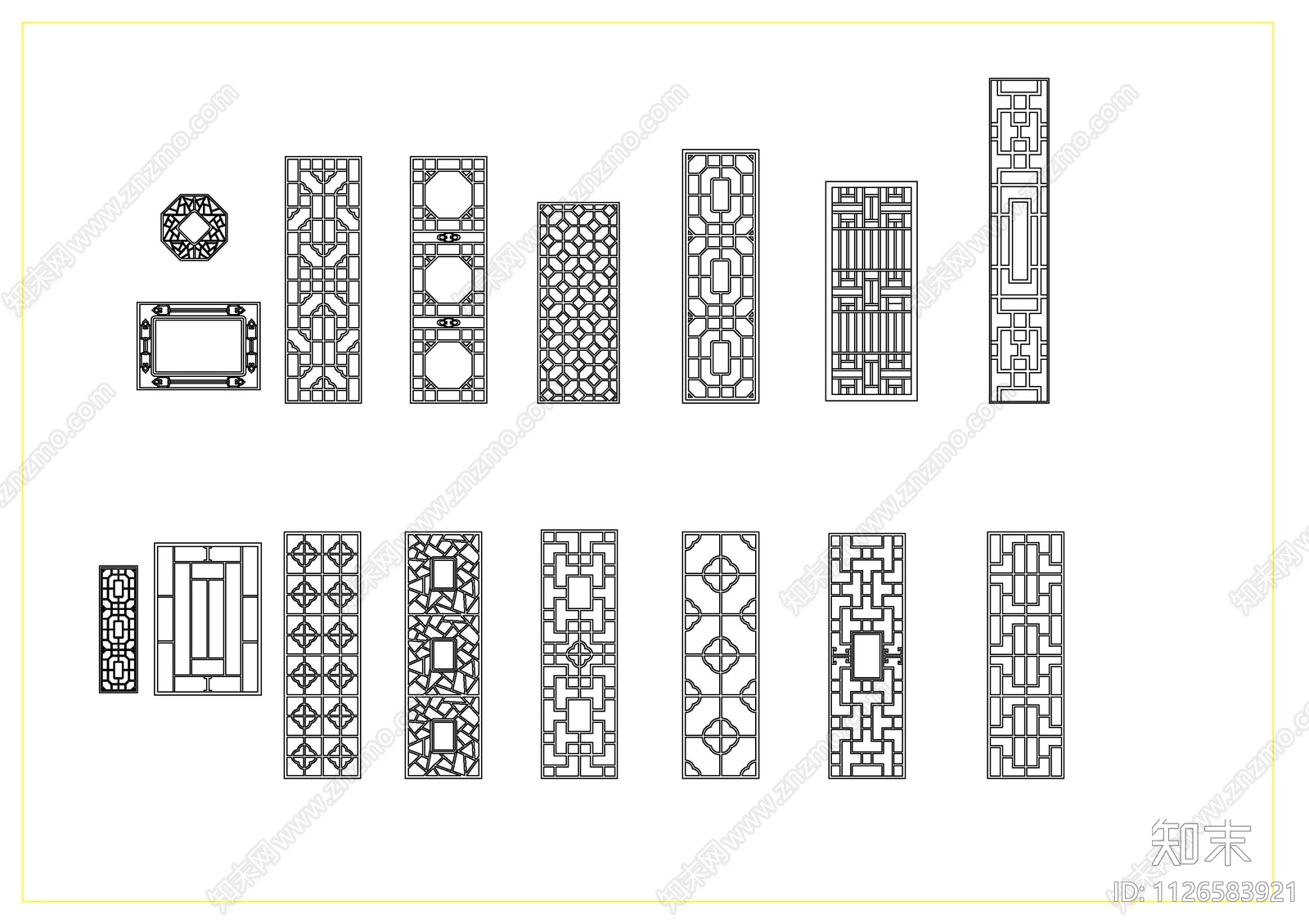 中式CAD常用中式图块整合cad施工图下载【ID:1126583921】