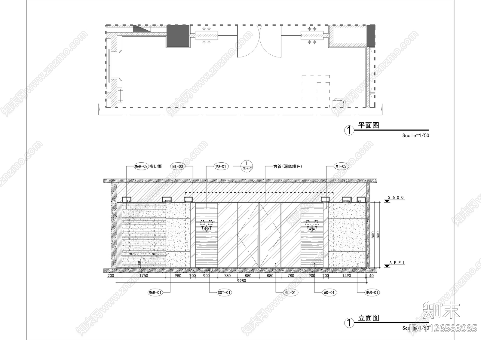 现代办公室立面图施工图下载【ID:1126583985】