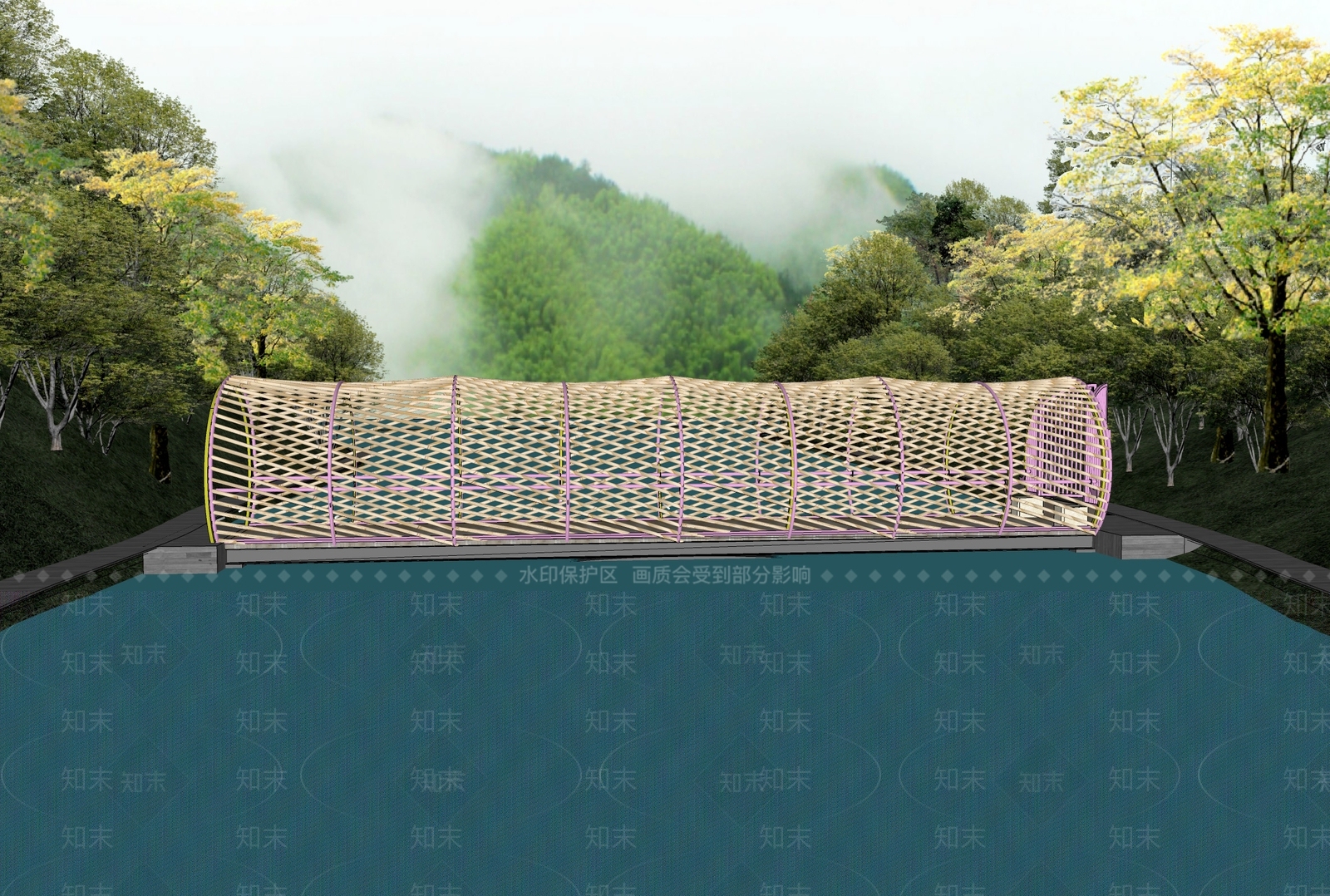 现代竹桥SU模型下载【ID:1126584155】