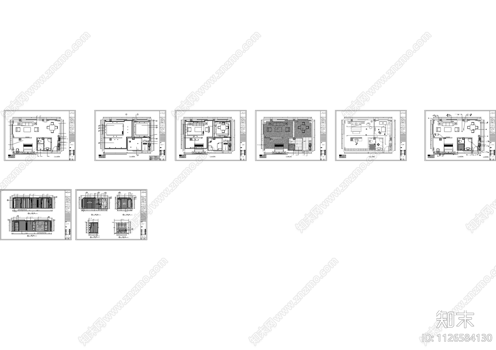 现代检察院客房平立面图cad施工图下载【ID:1126584130】