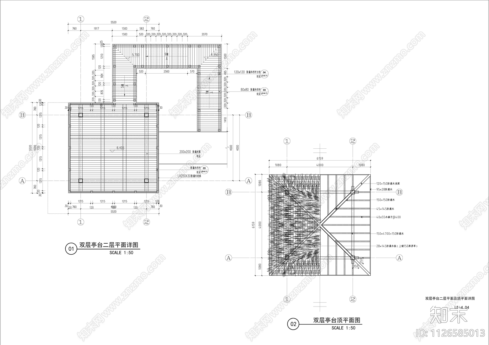 现代双层亭台详图cad施工图下载【ID:1126585013】