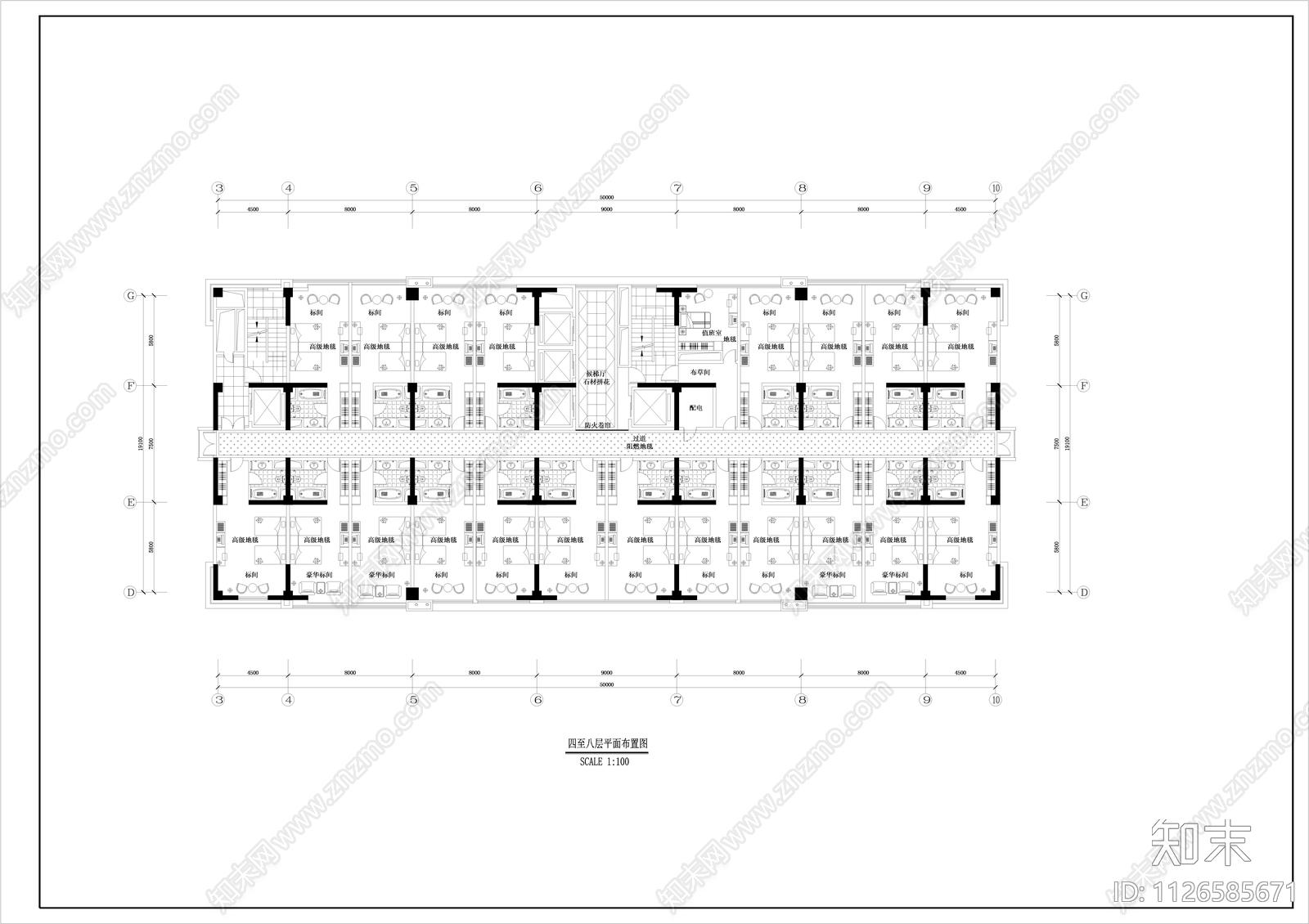 现代酒店空建CADcad施工图下载【ID:1126585671】