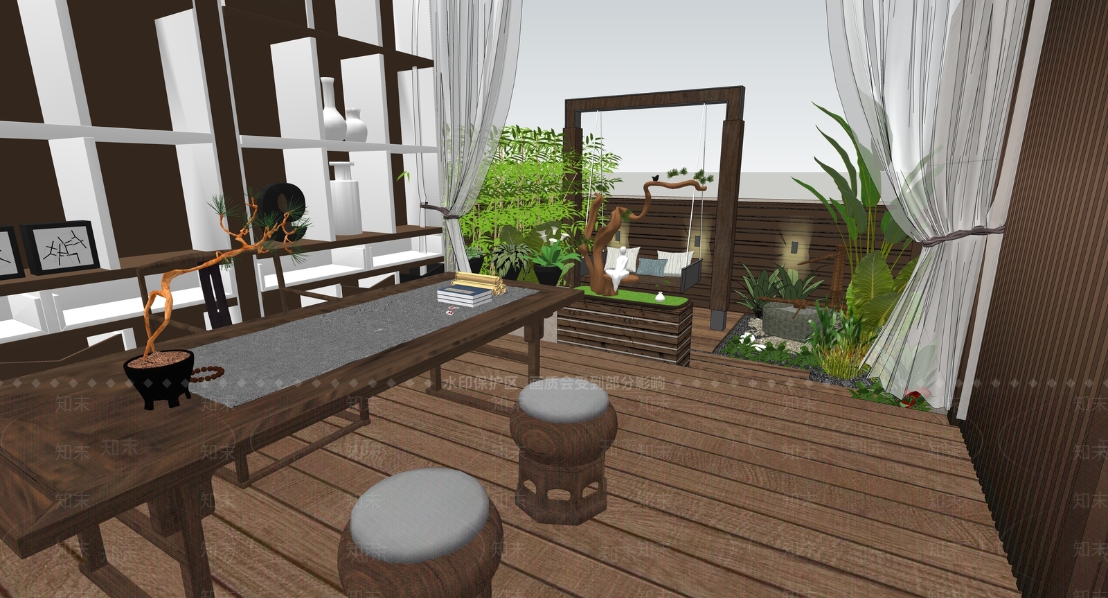 现代别墅阳台SU模型下载【ID:1126589634】