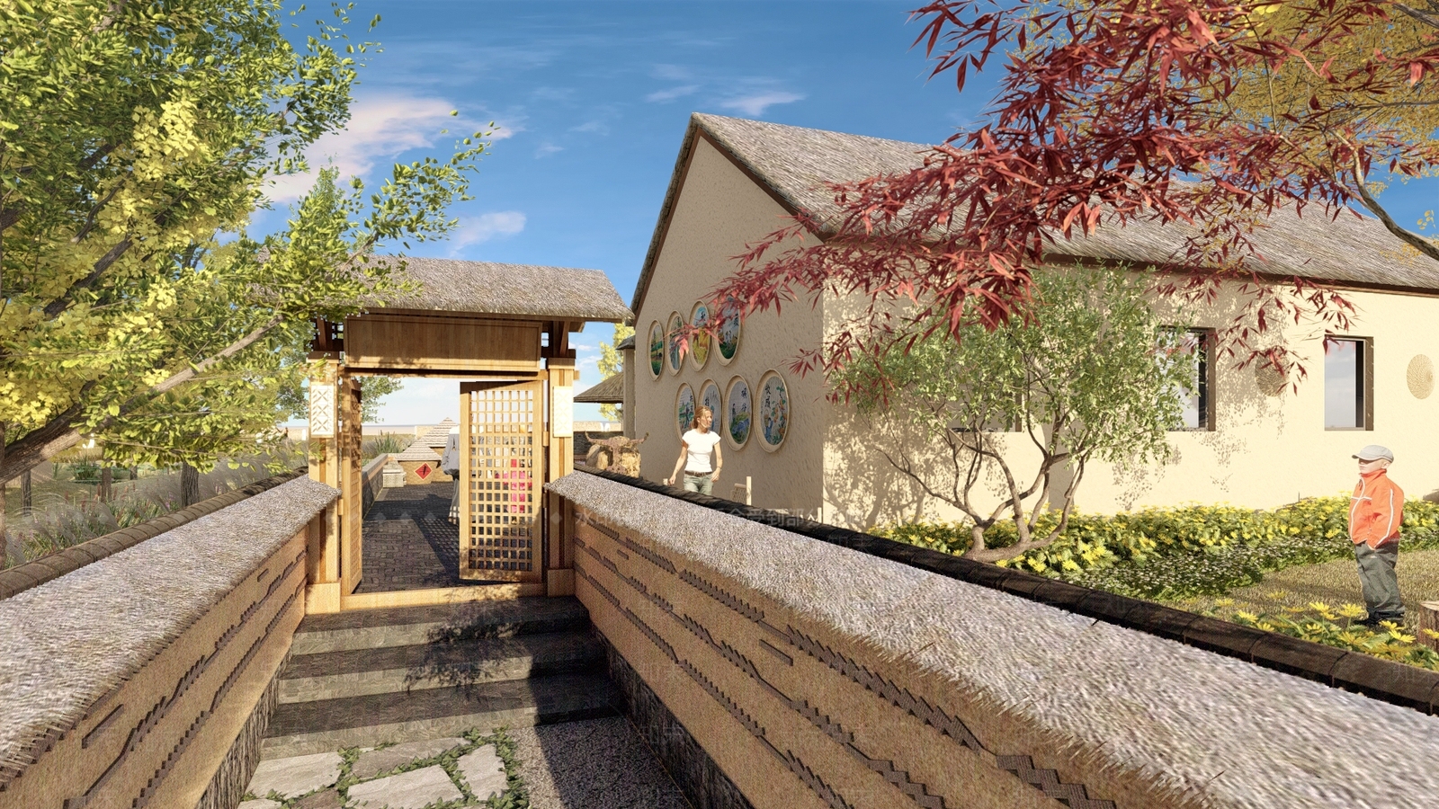 中式乡村庭院SU模型下载【ID:1126665412】