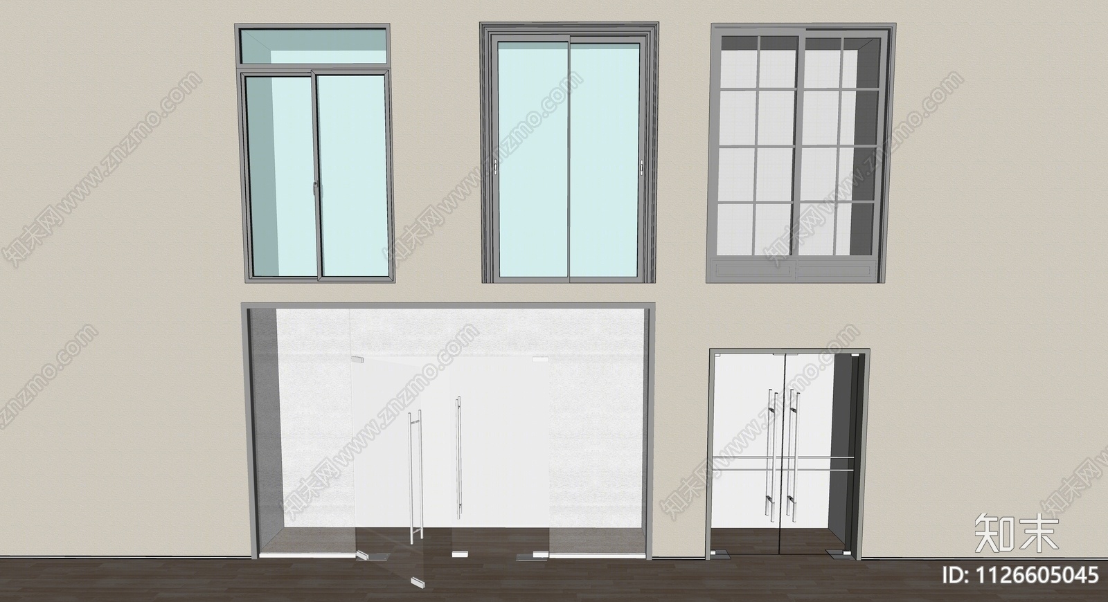 现代推拉门SU模型下载【ID:1126605045】