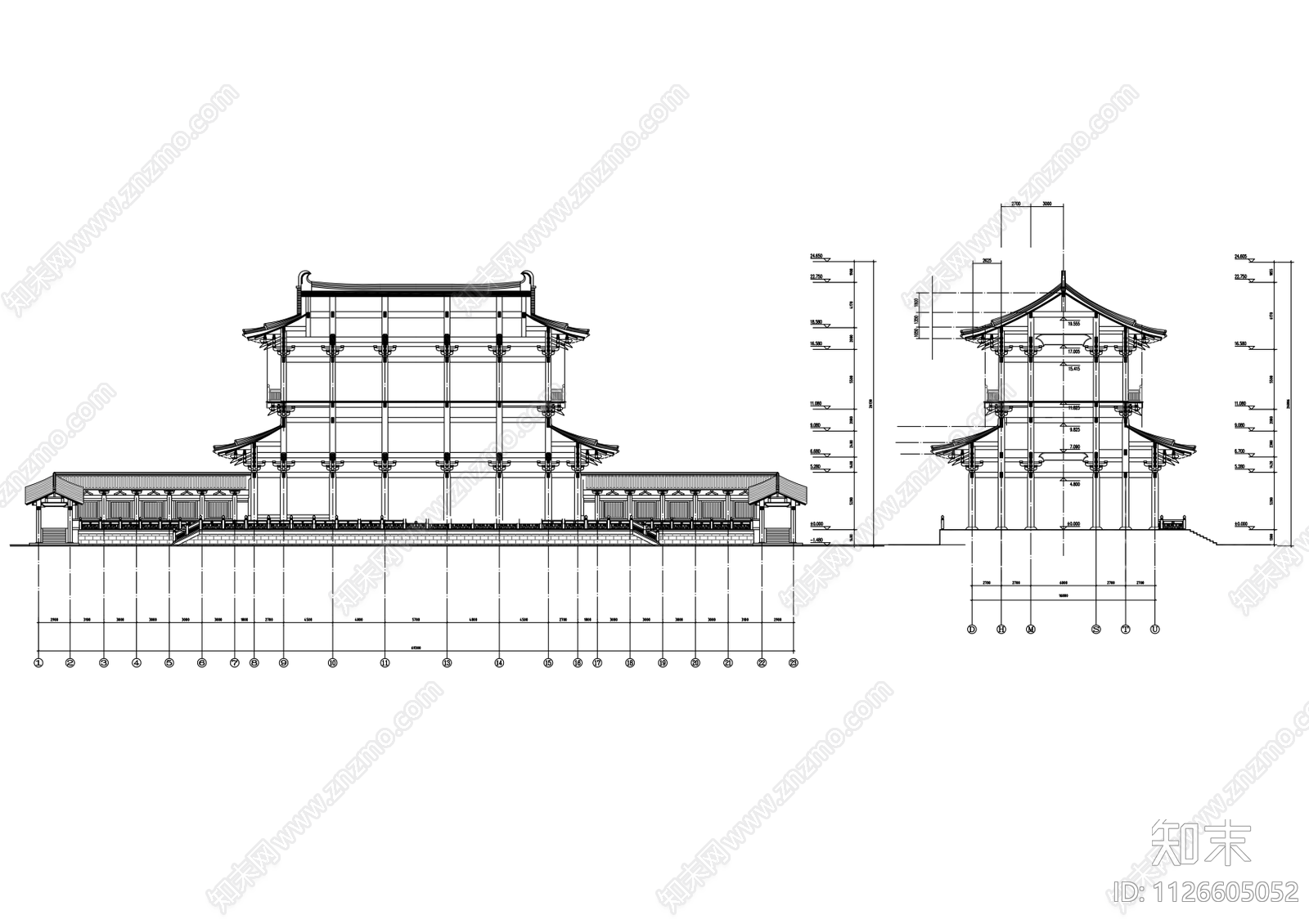西来寺臧经楼cad施工图下载【ID:1126605052】