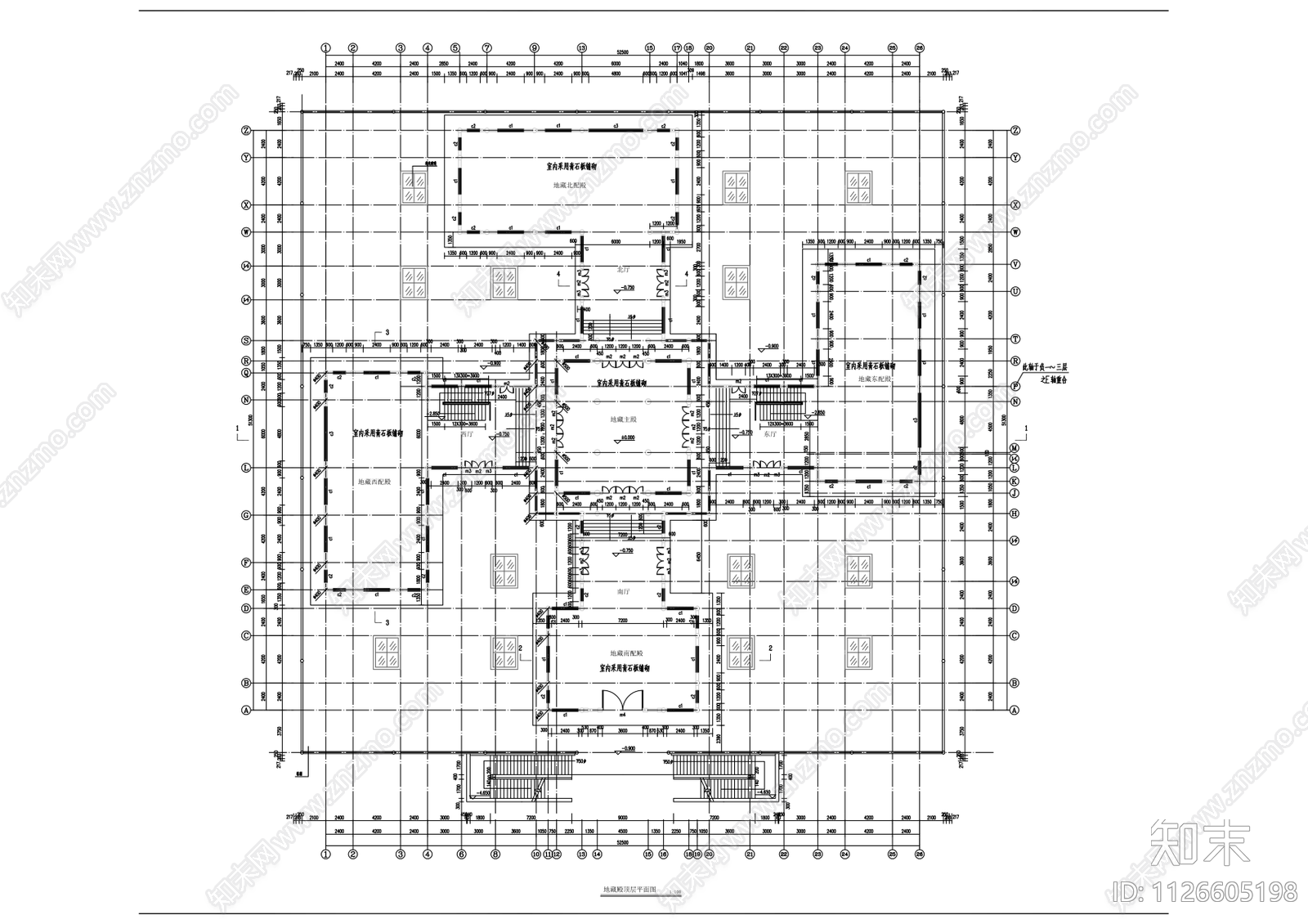 西来寺地藏殿cad施工图下载【ID:1126605198】