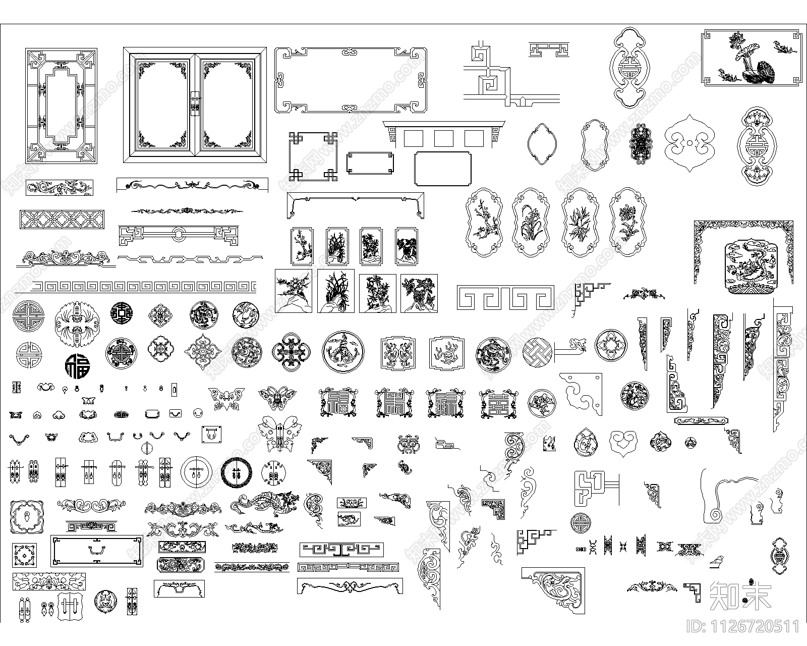 中式雕花图库cad施工图下载【ID:1126720511】