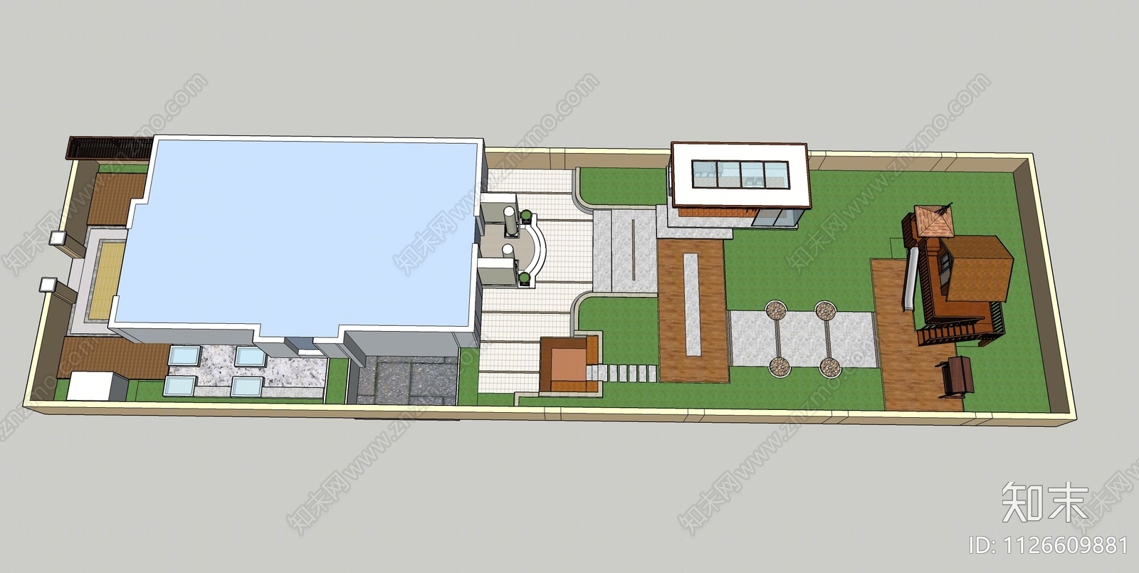 现代庭院花园SU模型下载【ID:1126609881】