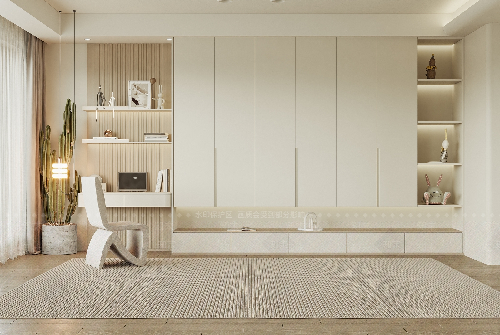 现代儿童房衣柜3D模型下载【ID:1126611440】