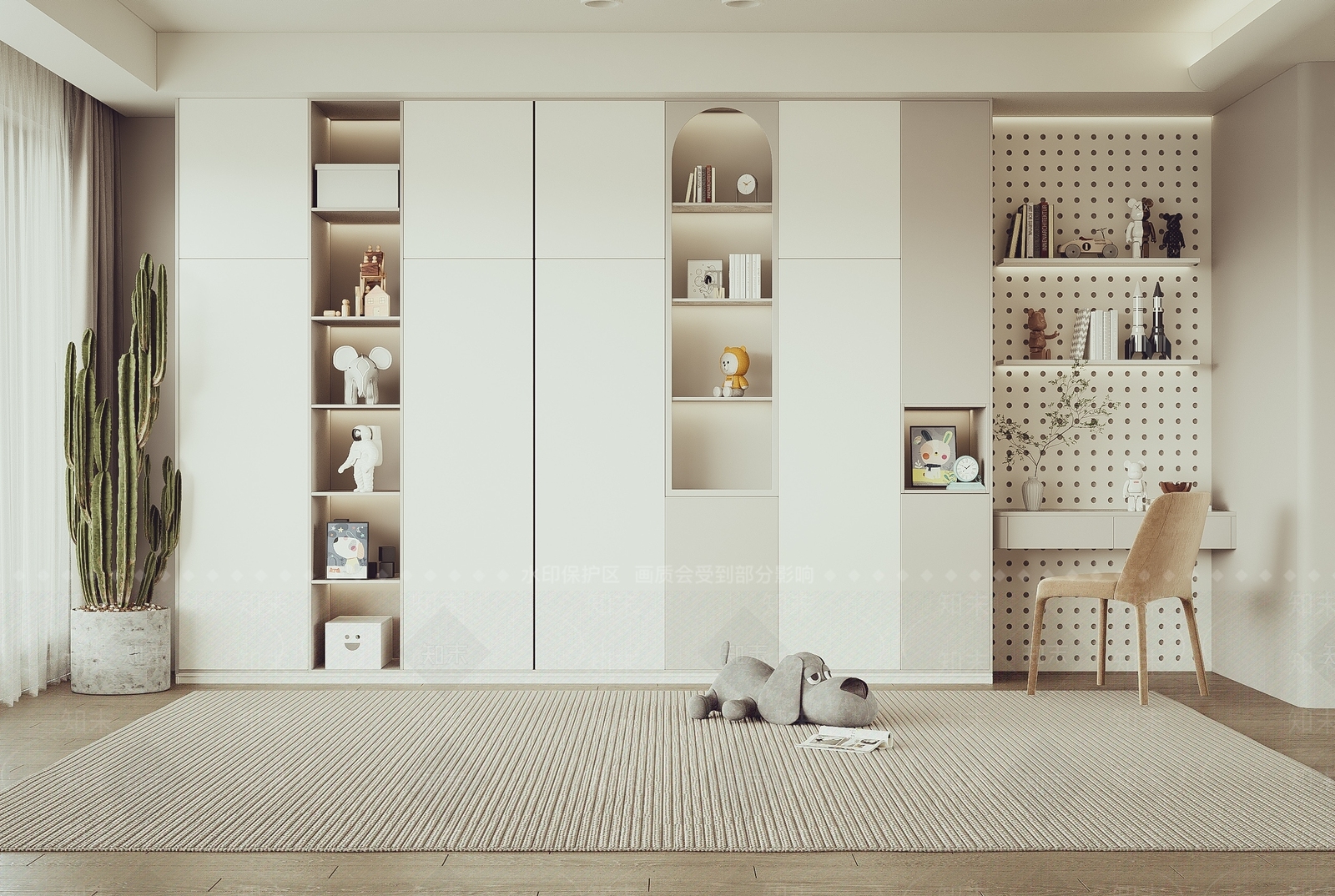 现代儿童房衣柜3D模型下载【ID:1126611751】