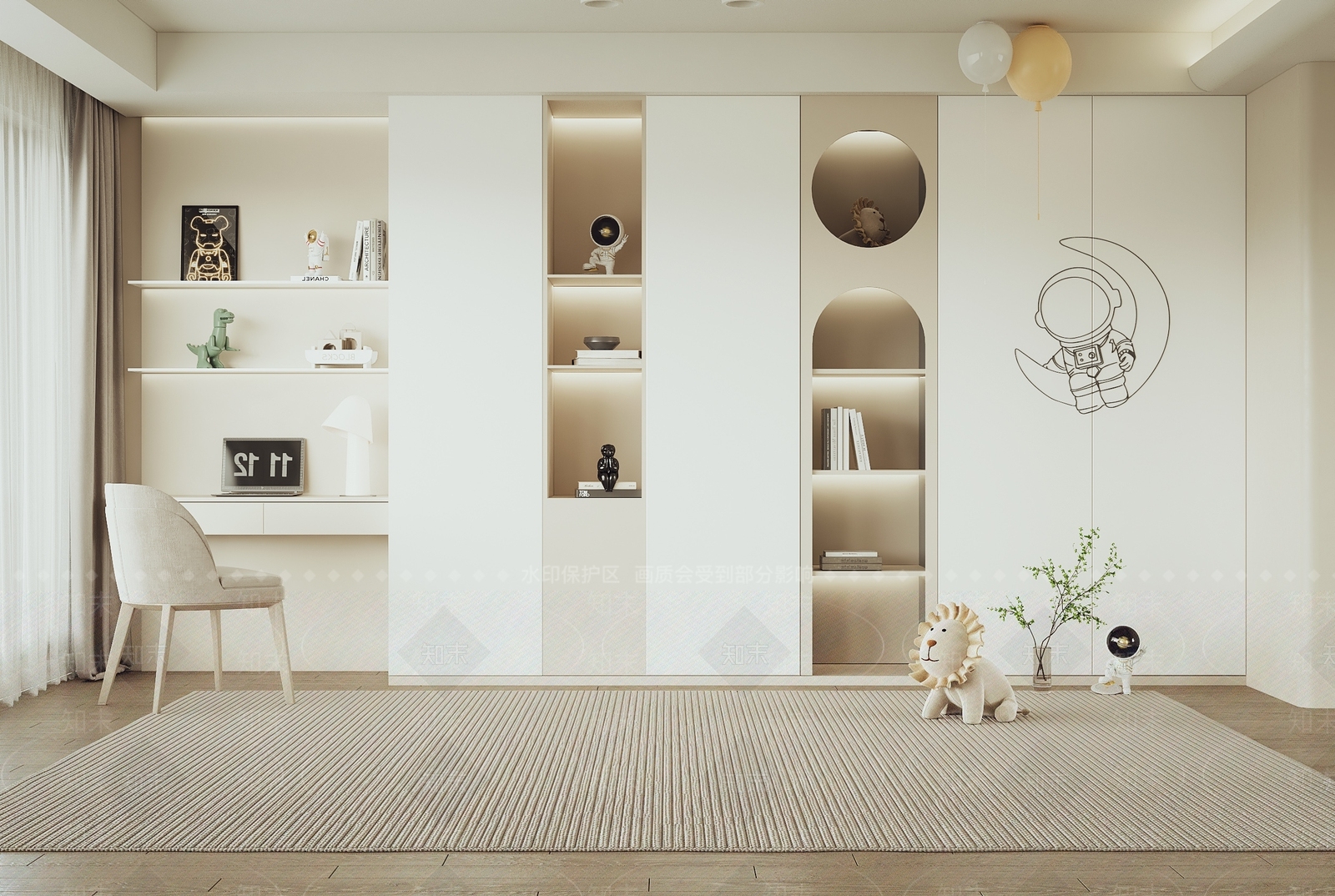 现代儿童房衣柜3D模型下载【ID:1126611931】