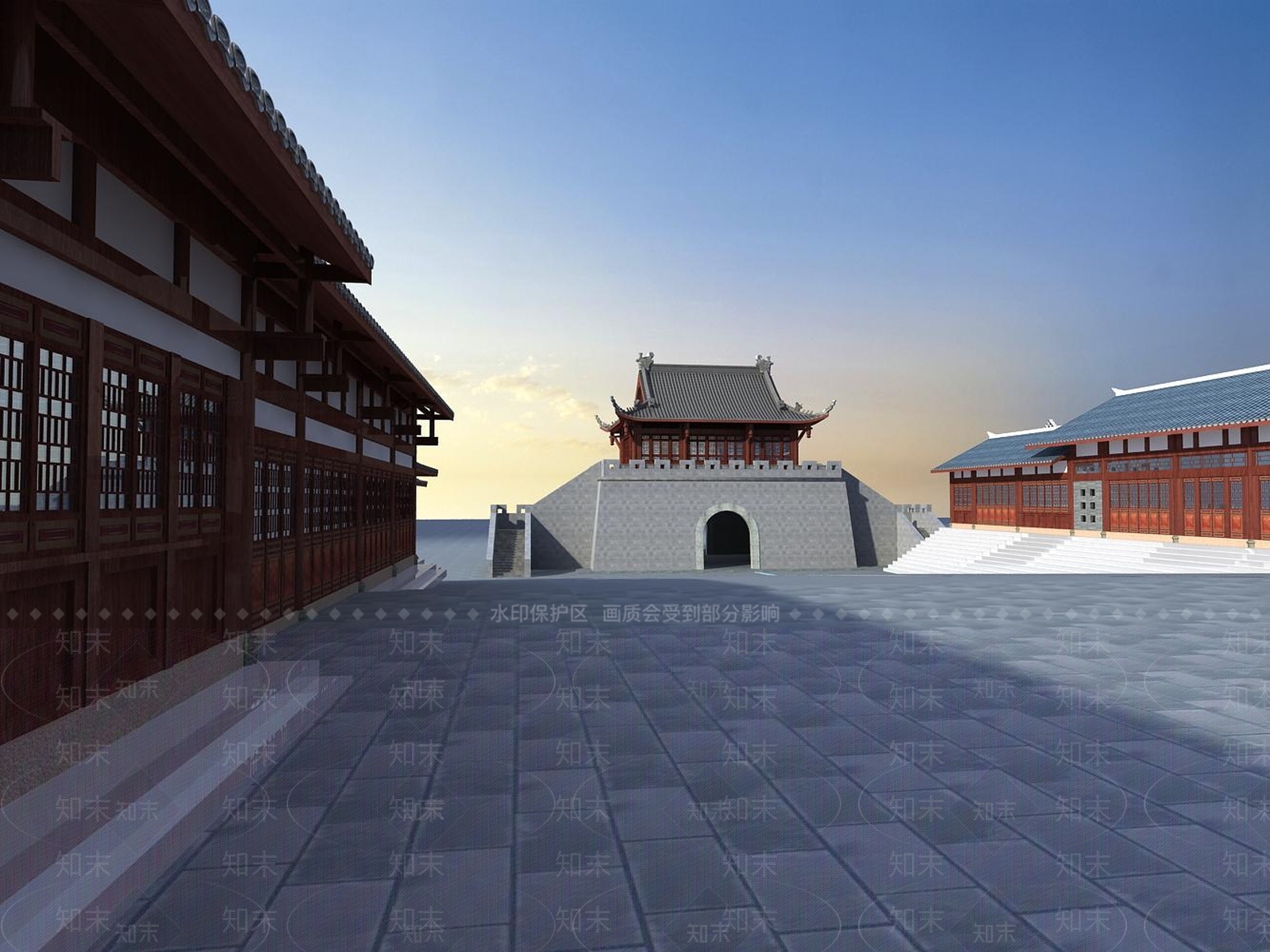 中式城楼3D模型下载【ID:1126623815】_知末3d模型网