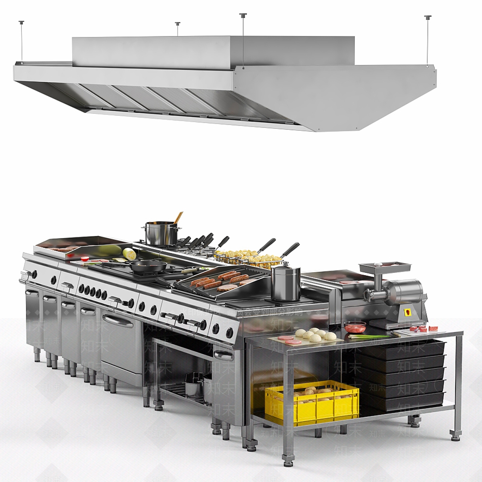 商业厨房套装3D模型下载【ID:1126626722】