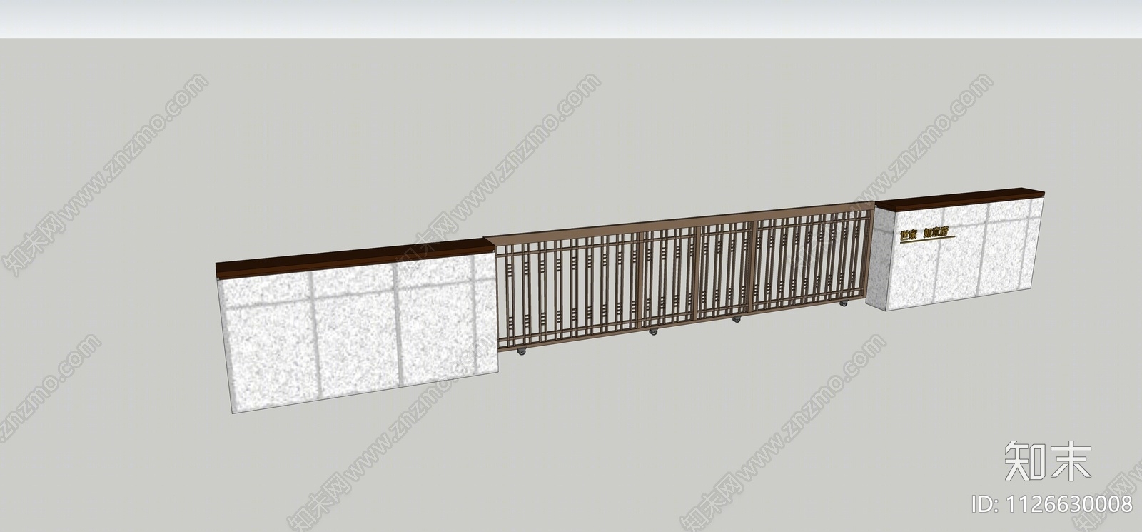 现代铁艺入口大门SU模型下载【ID:1126630008】