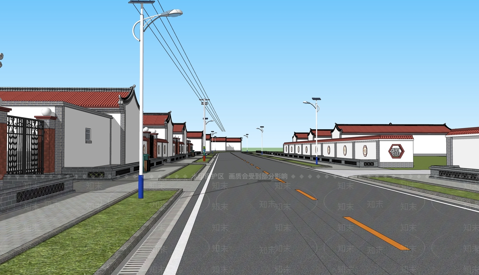 中式美丽乡村民房SU模型下载【ID:1126631827】