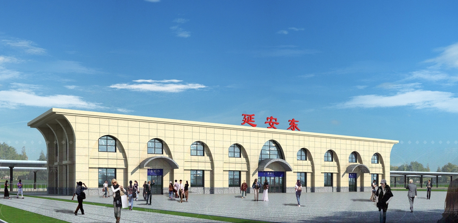 现代火车站SU模型下载【ID:1126634369】