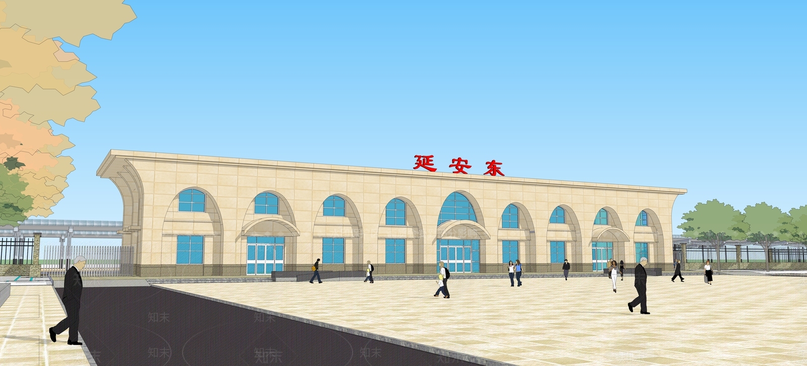 现代火车站SU模型下载【ID:1126634369】