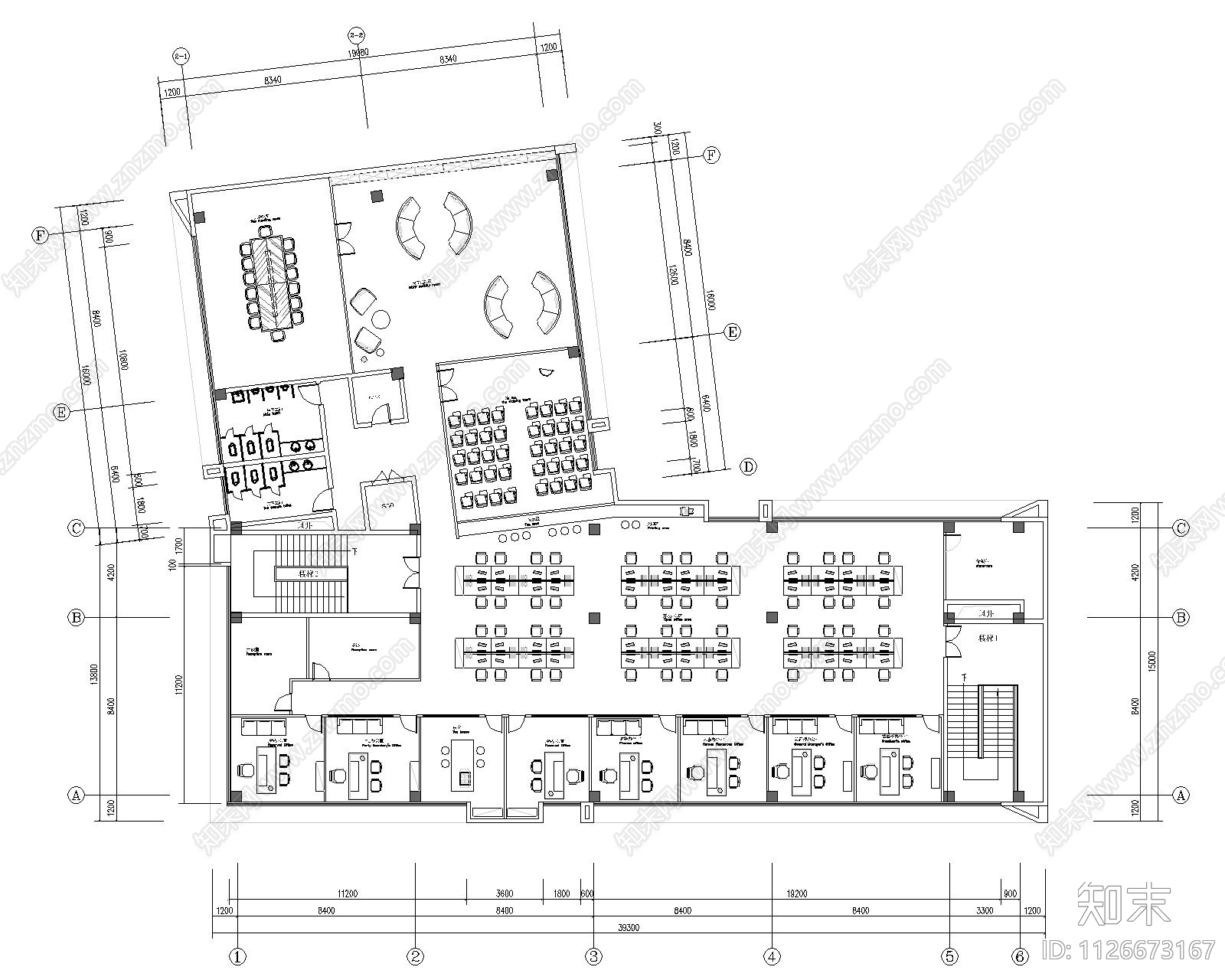 现代风格办公室cad施工图下载【ID:1126673167】