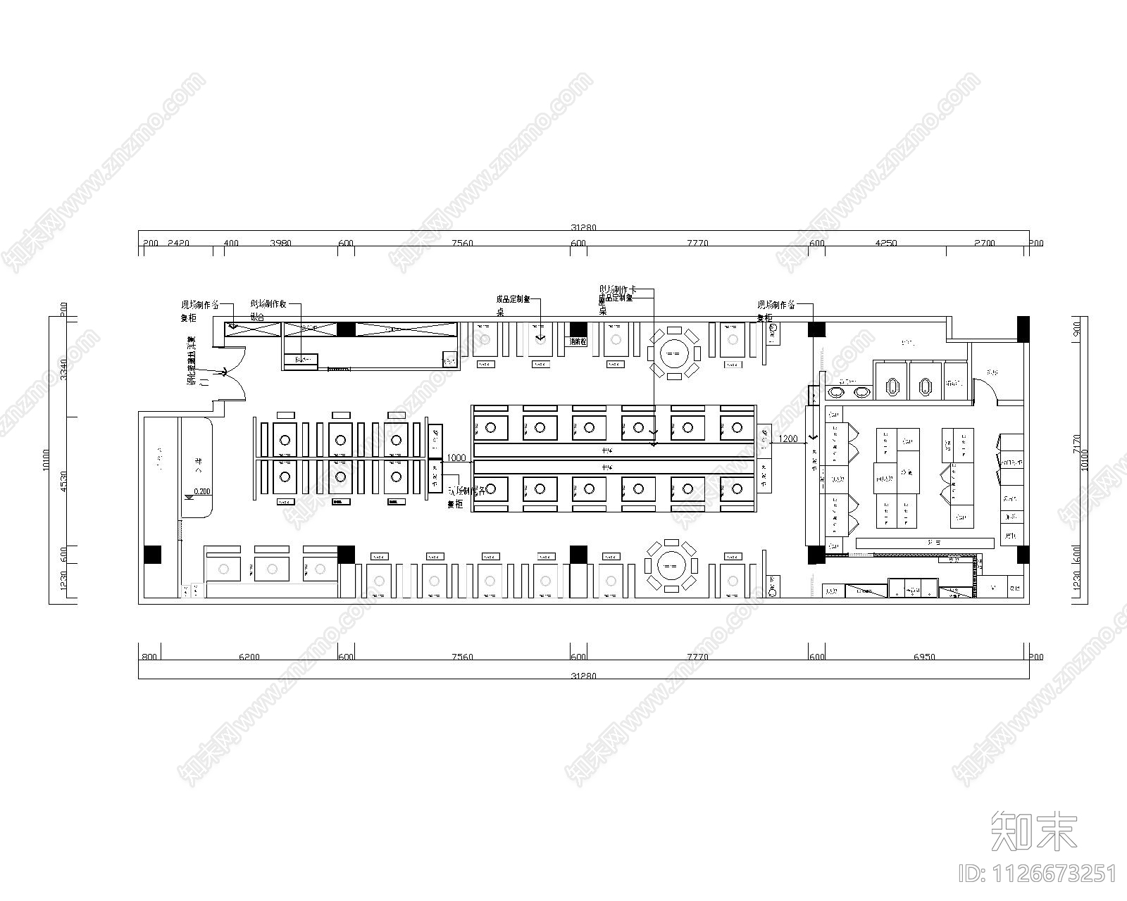 工业风格火锅店cad施工图下载【ID:1126673251】