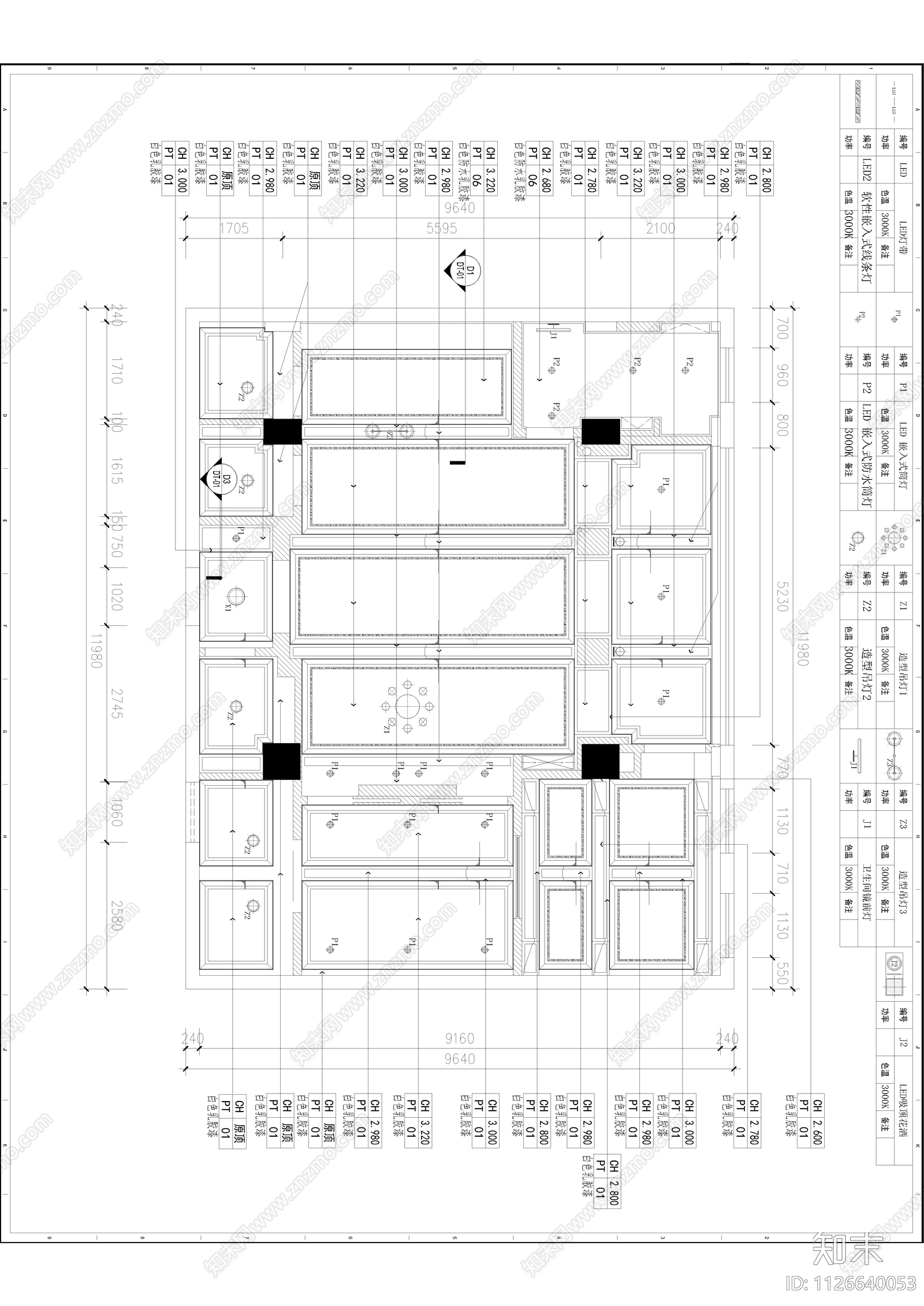 法式家装空间cad施工图下载【ID:1126640053】