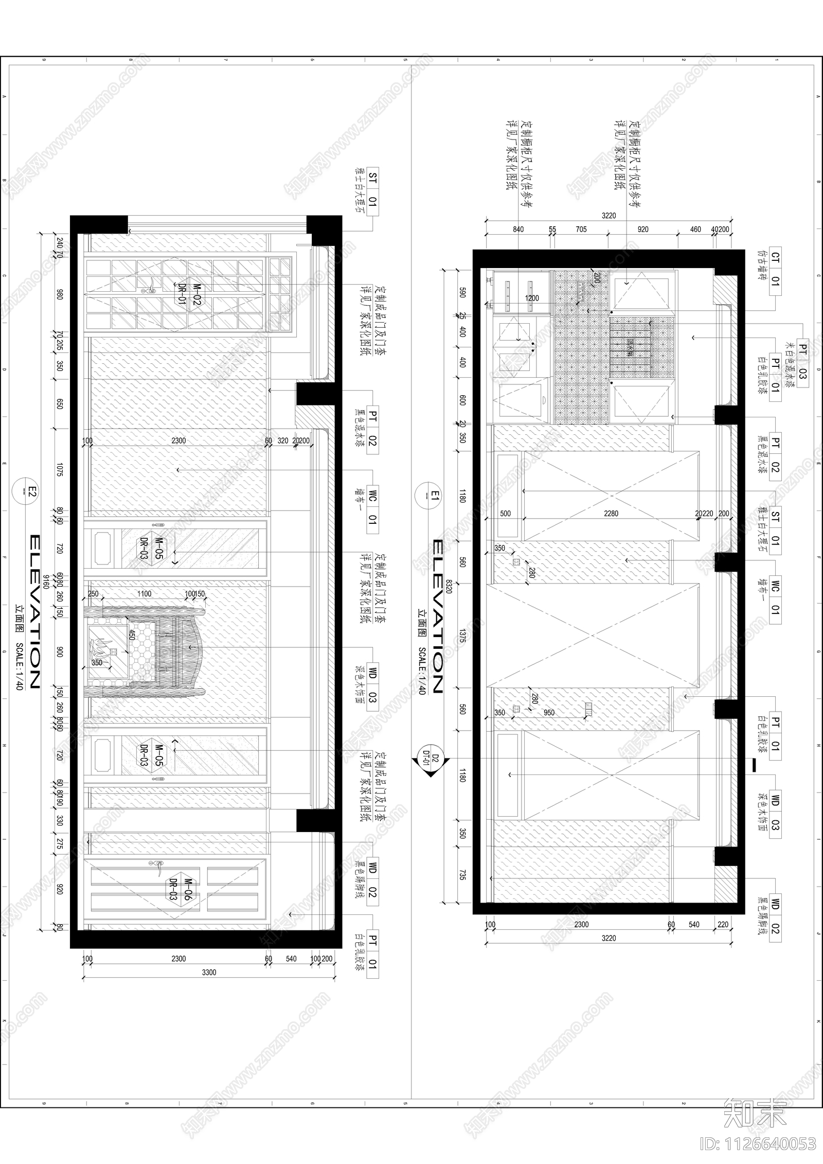 法式家装空间cad施工图下载【ID:1126640053】