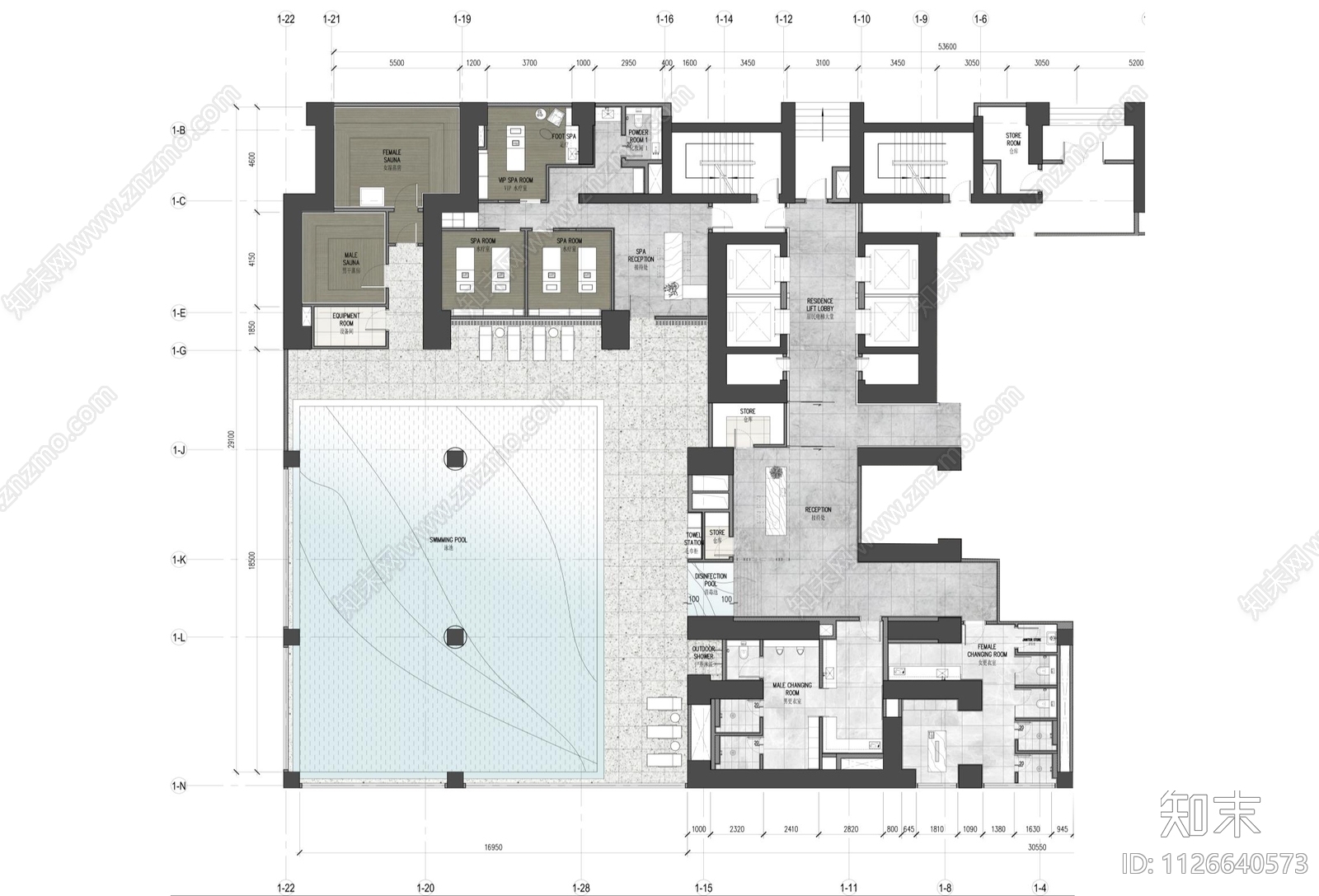 900㎡休闲娱乐会所CADcad施工图下载【ID:1126640573】