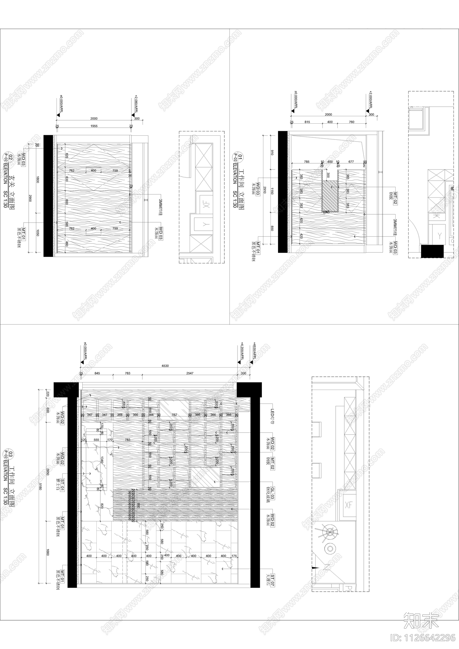 现代简约公寓cad施工图下载【ID:1126642296】