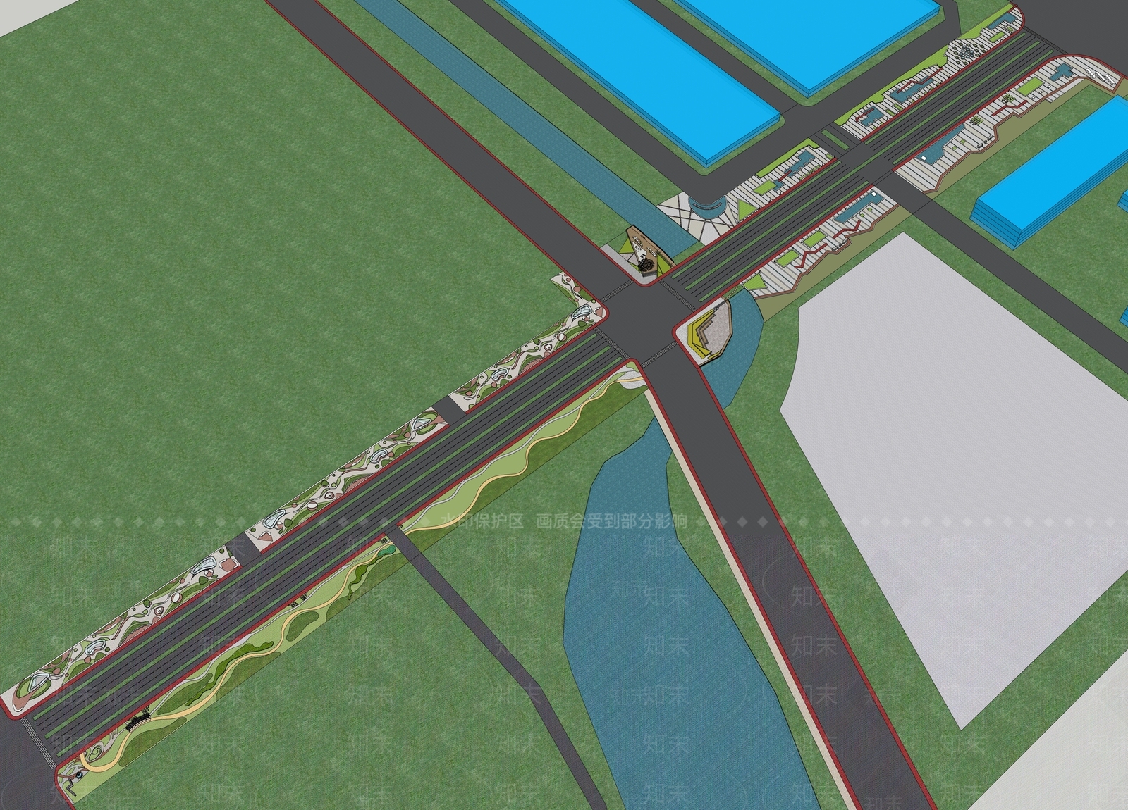 现代临街口袋公园SU模型下载【ID:1126645072】