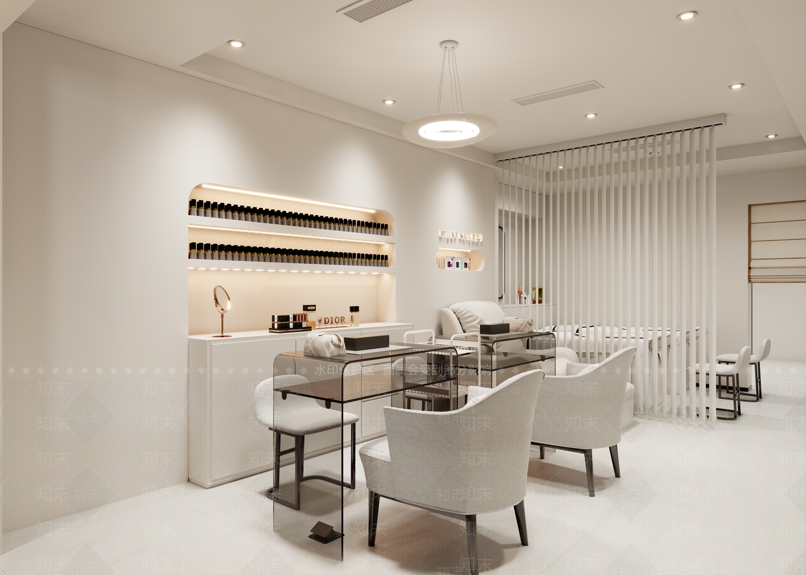 现代奶油风美甲店3D模型下载【ID:1126645705】