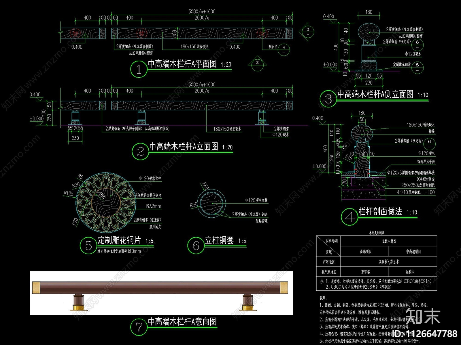 欧式铁艺栏杆cad施工图下载【ID:1126647788】