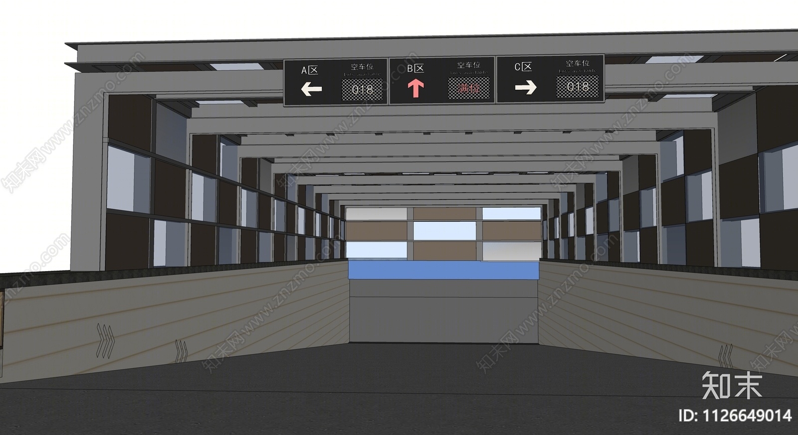 现代地下车库SU模型下载【ID:1126649014】