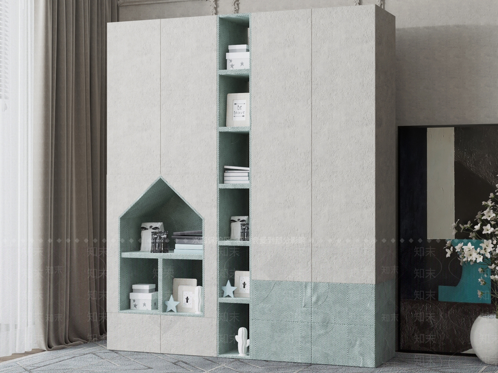 现代儿童房衣柜3D模型下载【ID:1126650063】