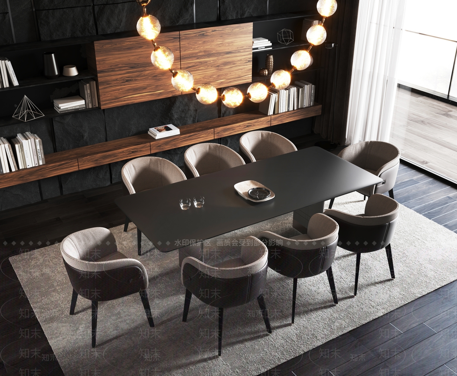 现代餐桌椅子组合3D模型下载【ID:1126652381】