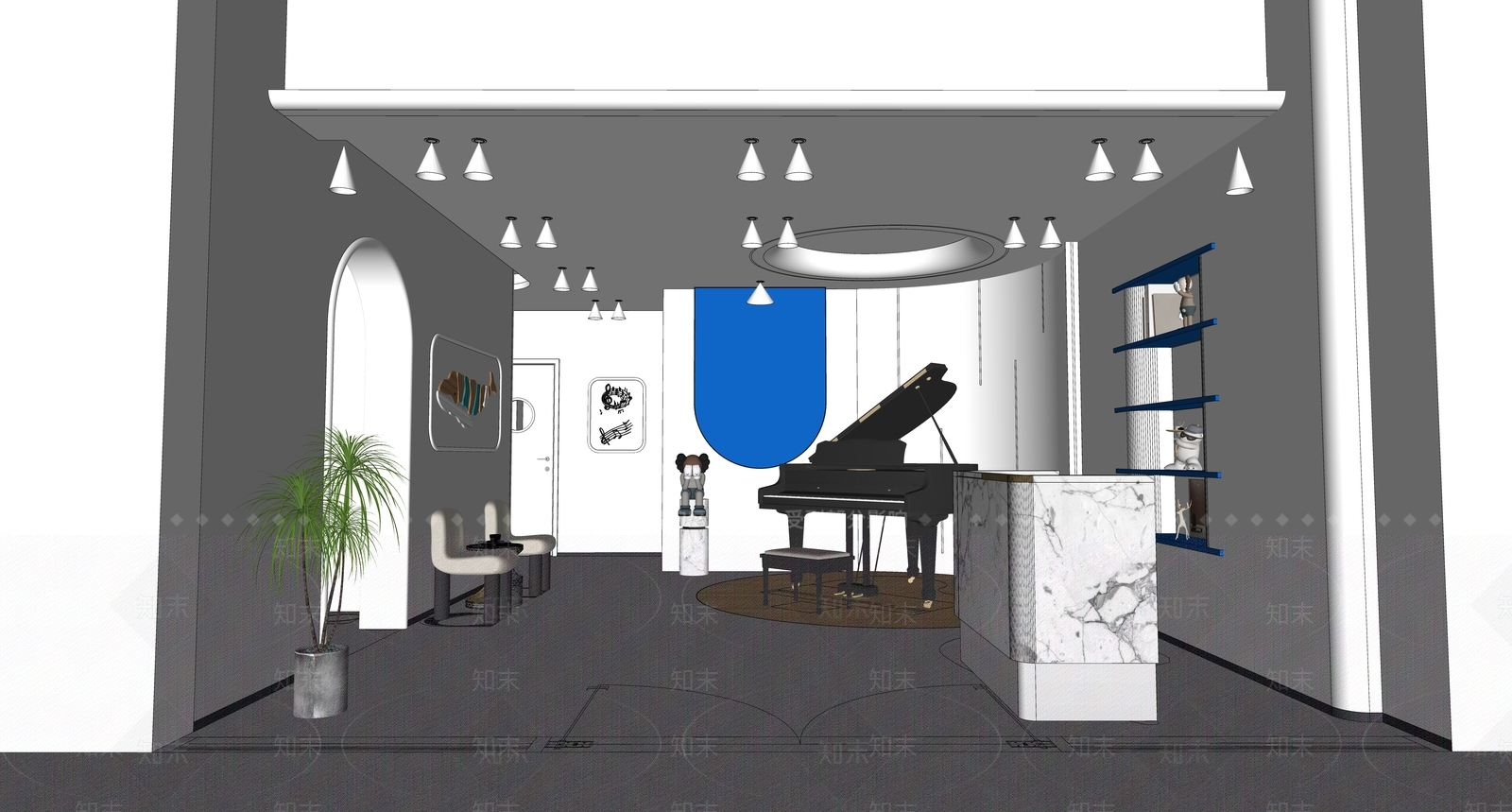 现代音乐培训室SU模型下载【ID:1126654891】