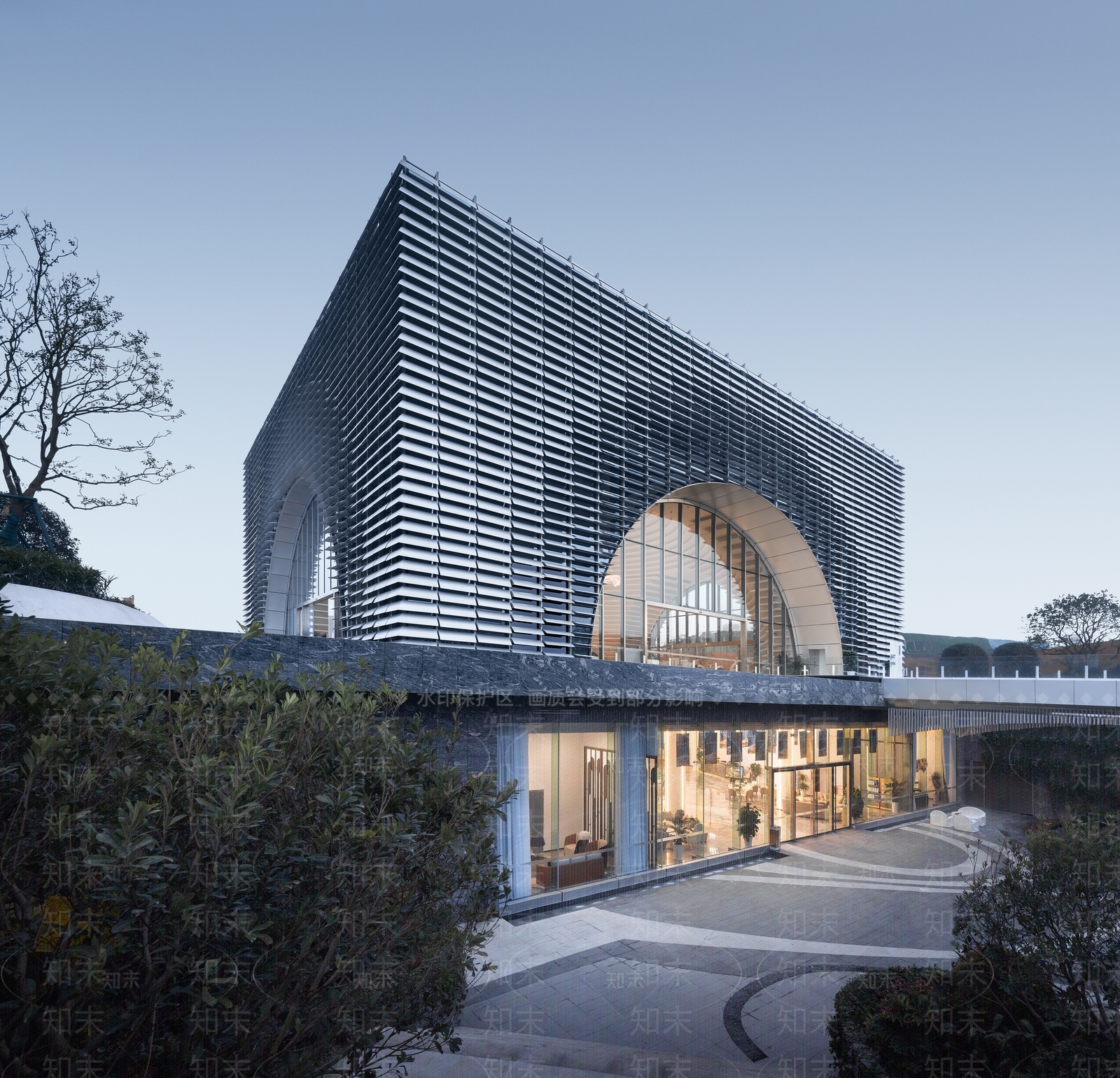 现代文化馆建筑SU模型下载【ID:1126728123】