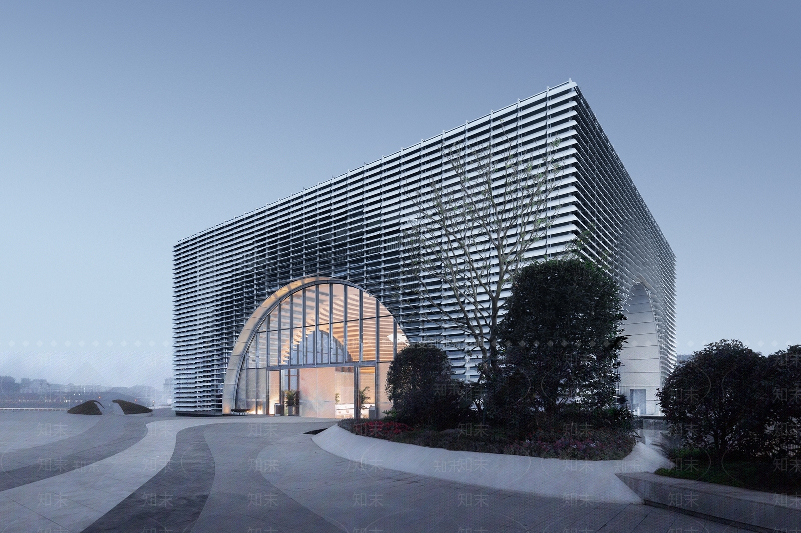 现代文化馆建筑SU模型下载【ID:1126728123】