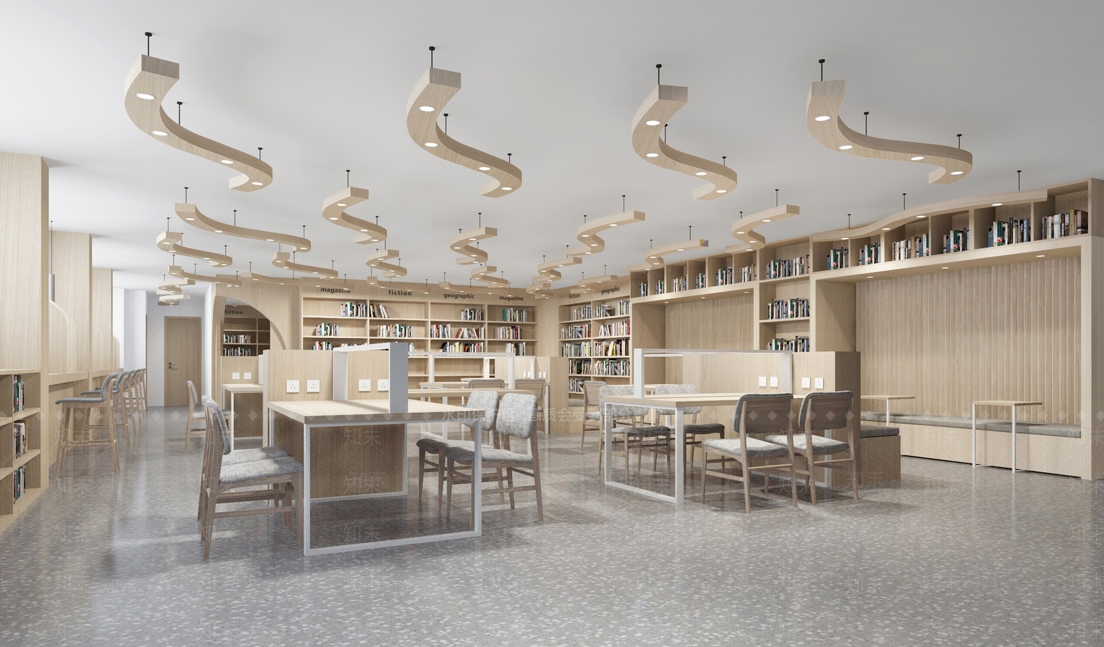 现代图书馆3D模型下载【ID:1142443732】