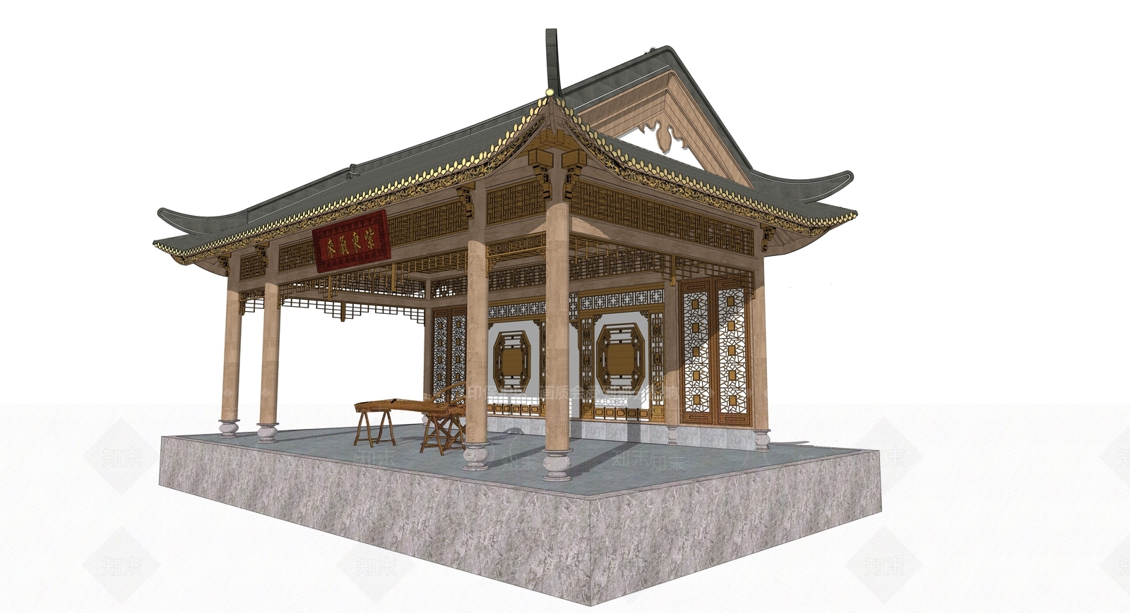 中式清代岭南戏台SU模型下载【ID:1126675342】