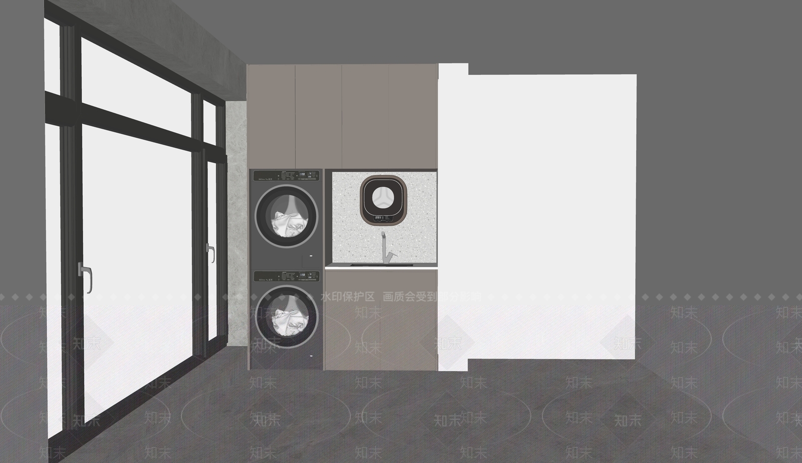 现代洗衣机柜SU模型下载【ID:1126679737】