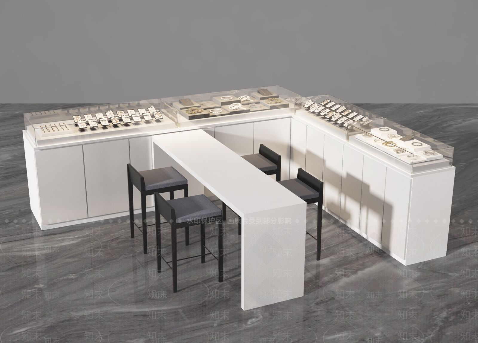 现代珠宝柜台3D模型下载【ID:1126686974】