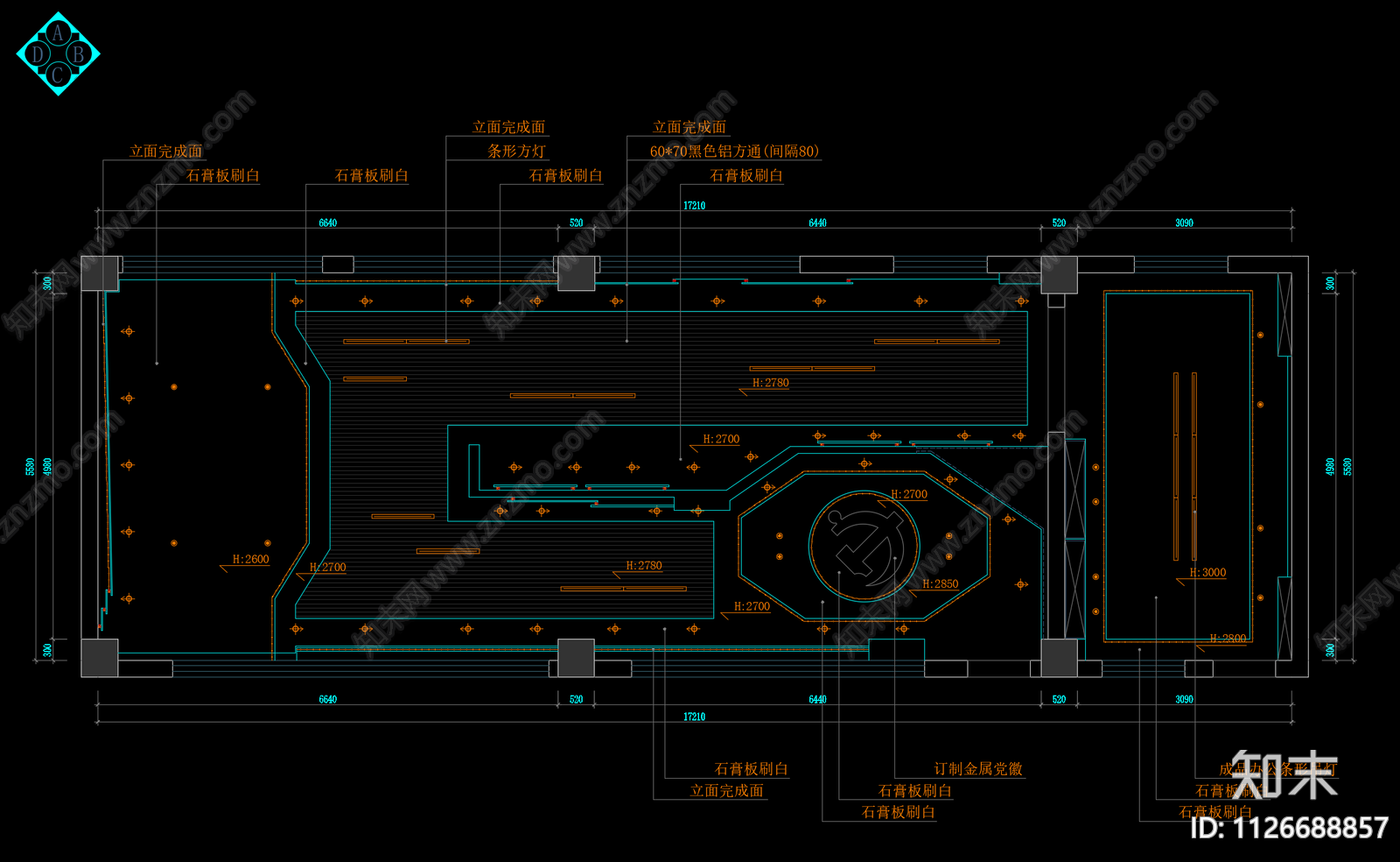 现代消防队党建文化室cad施工图下载【ID:1126688857】