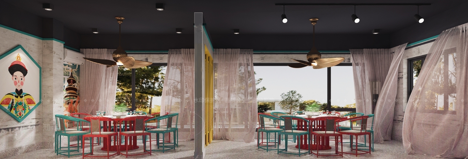 新中式火锅店3D模型下载【ID:1126693455】